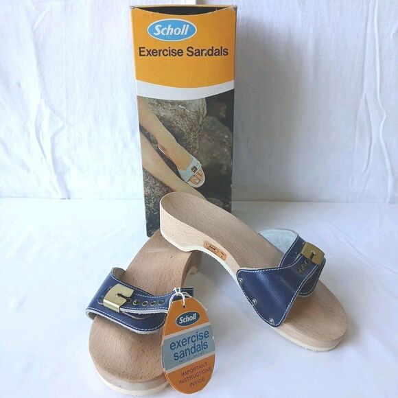 SCHOLL Exercise Sandals Blue Size 7 New In Original Box - Picture 1 of 10
